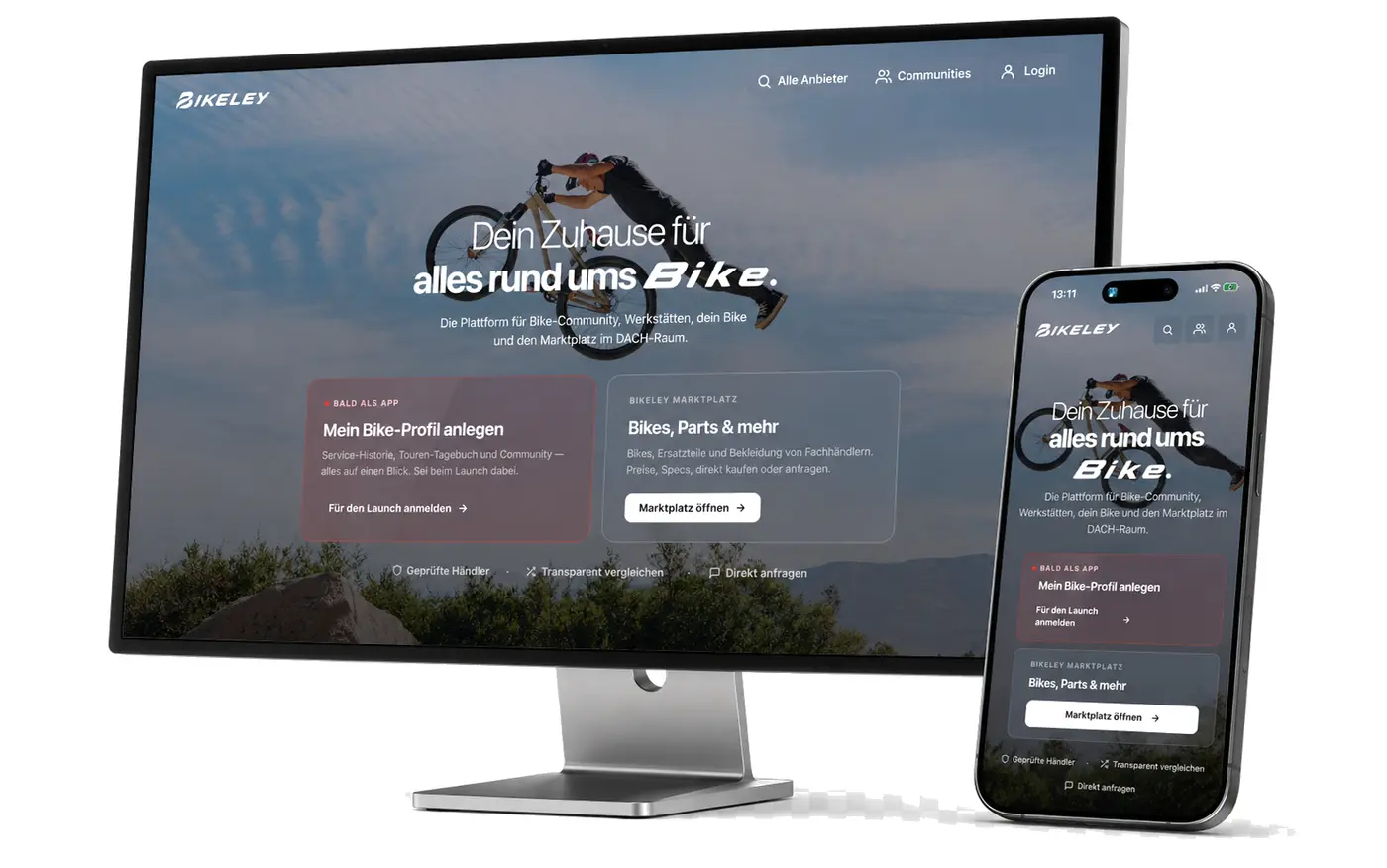 Bikeley – Website-Vorschau